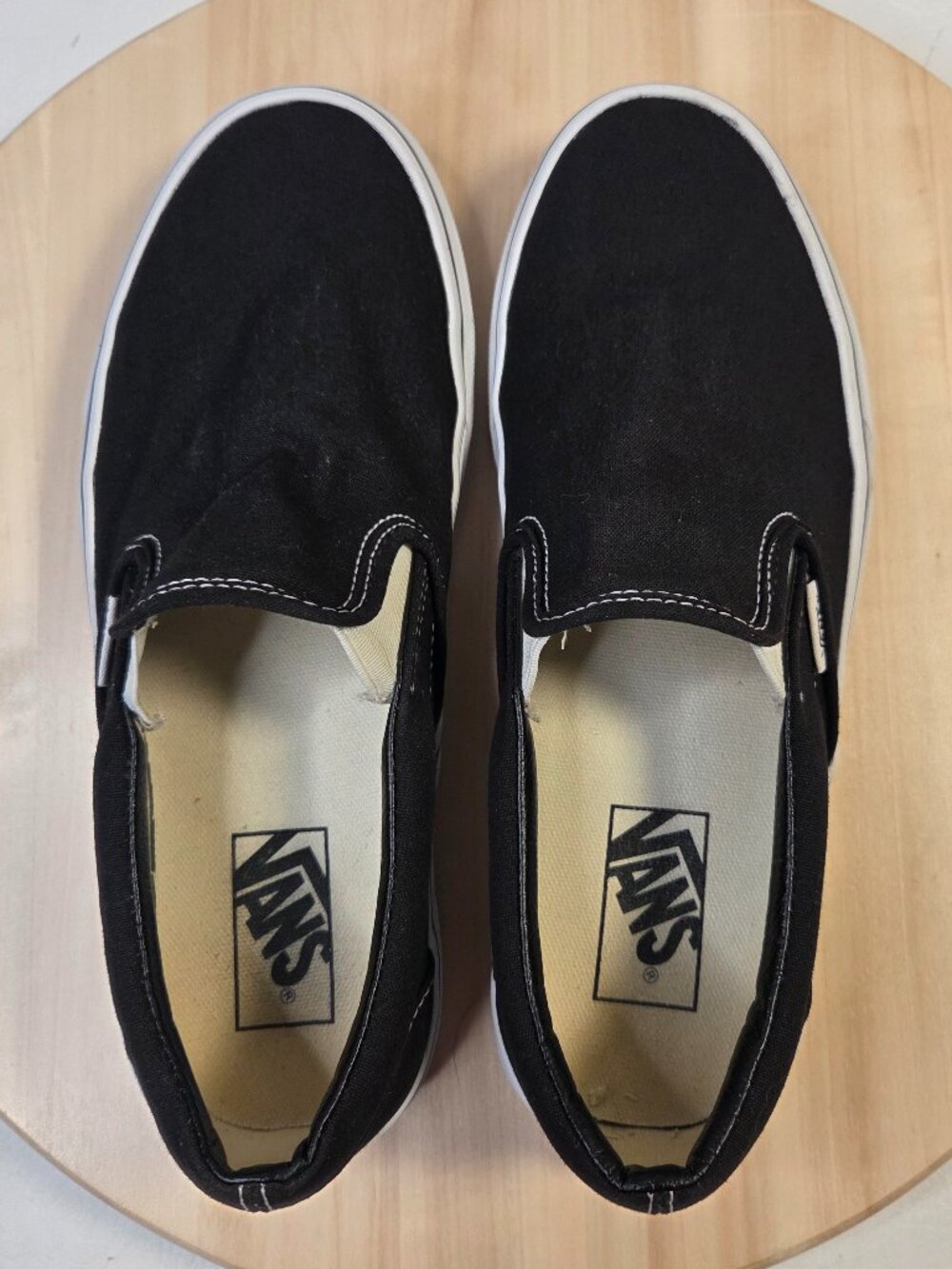 Vans Black & White Classic Slip on Skate Shoes Sneakers US Men 7.5 / Women 9 - Picture 9 of 12
